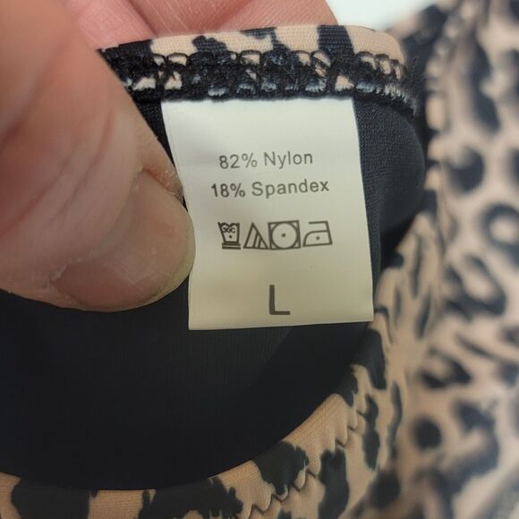 2 Piece Leopard Print & Red Bikini sz Lg NWOT Sports Bra Fit - Picture 2 of 6